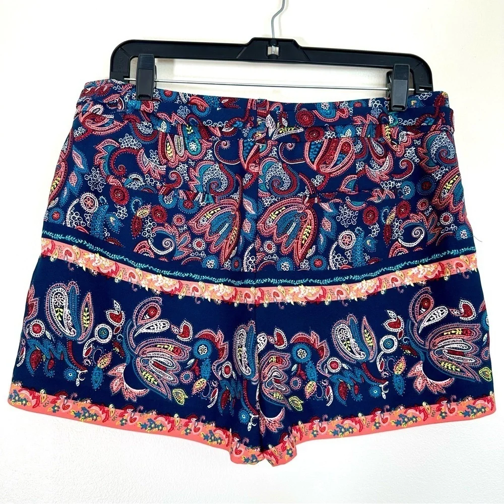 Ann Taylor LOFT Boho Paisley Patterned Belted Bow Tie Shorts Size 8